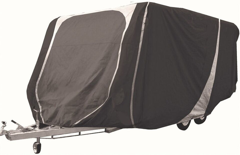 19-21 ft Breathable Water Resistant Black Grey 3 Ply Caravan Cover +Caps