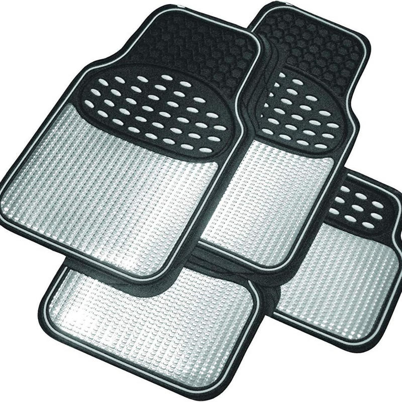 Heavy Duty Metallic Anti-Slip Car Mats (Silver)