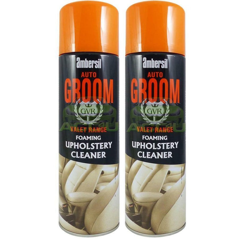 2x Ambersil Groom Car Interior Seats Carpet Trim Upholstery Foam Cleaner Cans