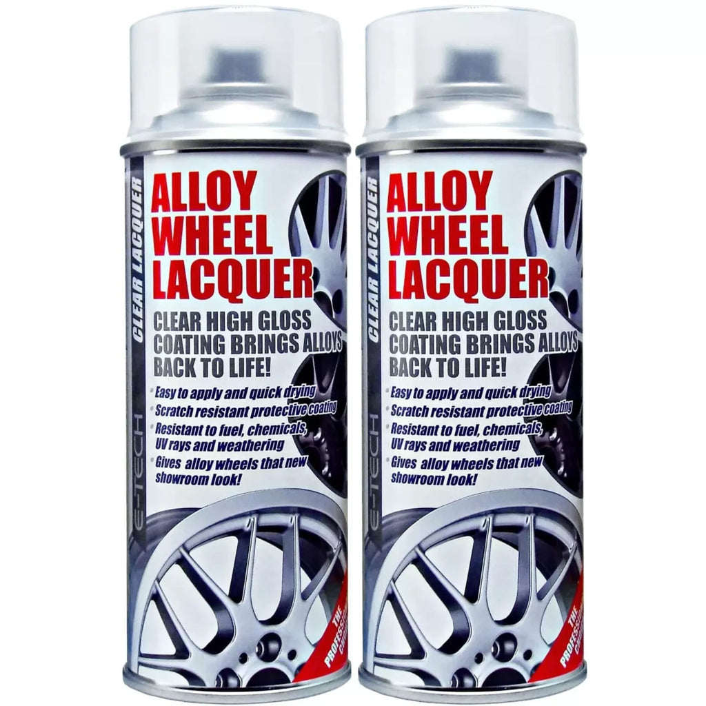 2x E-Tech Clear Alloy Wheel Lacquer Chip Resistant Car Wheel Refurbish 400ml Can