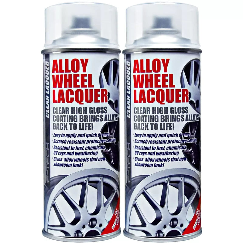 2x E-Tech Clear Alloy Wheel Lacquer Chip Resistant Car Wheel Refurbish 400ml Can