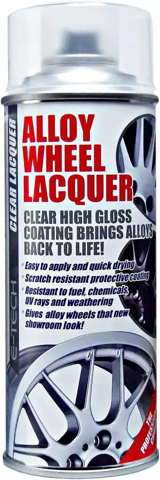 2x E-Tech Clear Alloy Wheel Lacquer Chip Resistant Car Wheel Refurbish 400ml Can