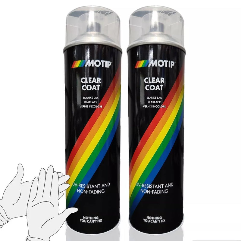 2 x MOTIP Car Metal Plastic Glass GLOSS Clear Coat Lacquer Spray Aerosol +Gl