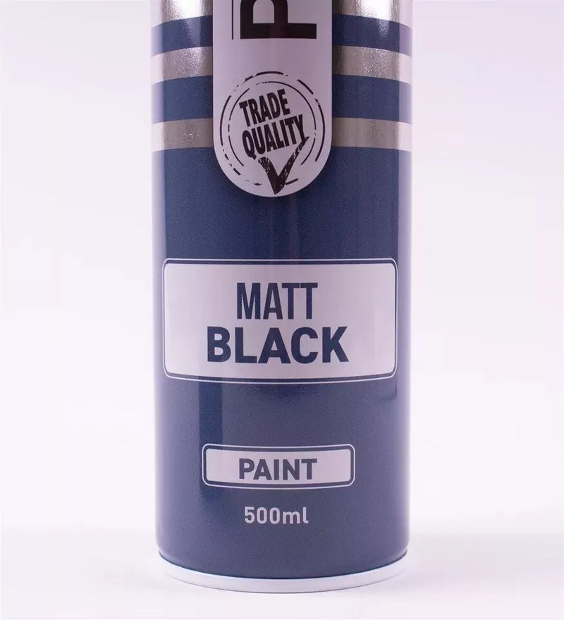 6x PMA Professional MATT BLACK Spray Paint 500ml Cans Fast Drying +Caps