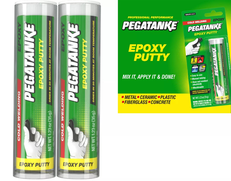 2x Pegatanke Epoxy PUTTY Quick Dry Metal Plastic Ceramic Permanent Repair Bond