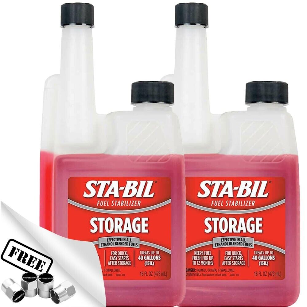 2 x STA-BIL Stabil Fuel Stabilizer Petrol Car Fuel Storage Treatment 473ml +Caps