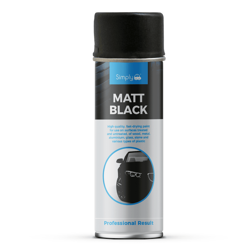 6x Simply MATT BLACK Spray Paint For Metal, Wood, Plastic, Stone 500ml +Caps