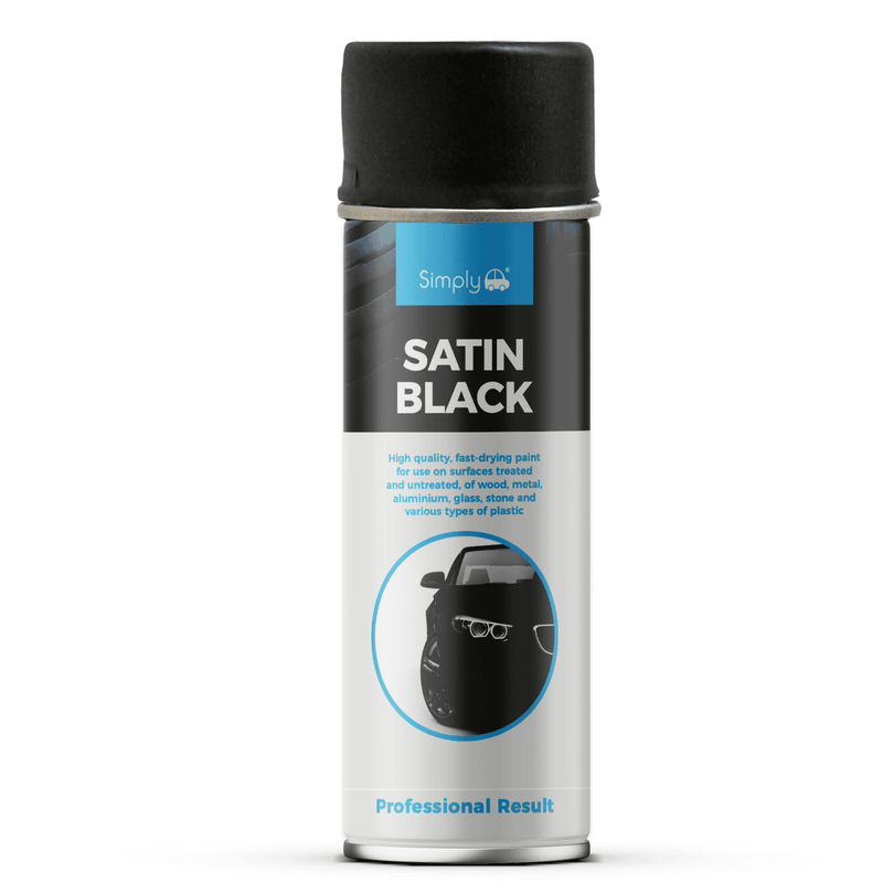 6 x Simply SATIN BLACK Spray Paint Metal, Wood, Plastic, Stone 500ml + Caps