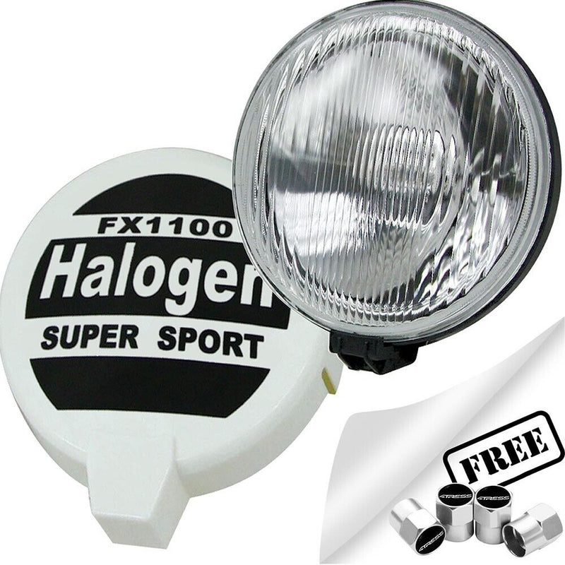 2x 12v Van Rally Sport Giant Round Driving Halogen Spot Lamps Lights +Covers +Caps