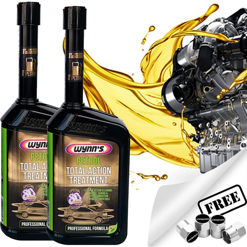 2x Wynns Car Petrol Engine Hybrid Fuel System Cleaner Total Action Treatment +Caps