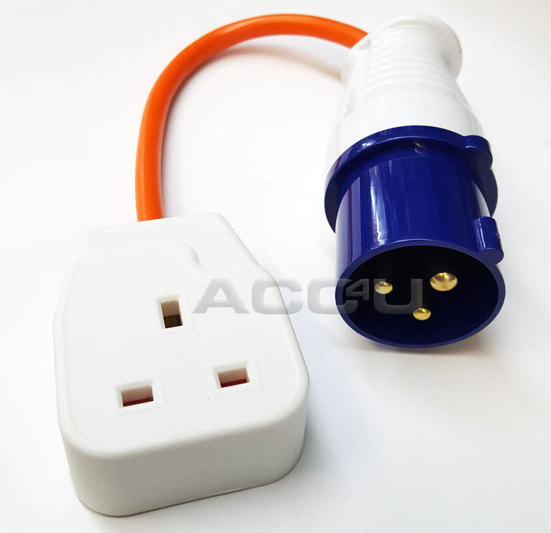 Caravan Camping 3 Pin Power Hookup Plug To Main Socket Converter Adapter + Caps