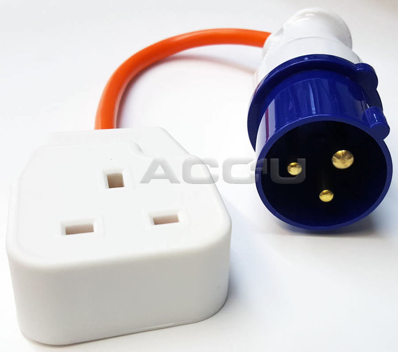 Caravan Camping 3 Pin Power Hookup Plug To Main Socket Converter Adapter + Caps