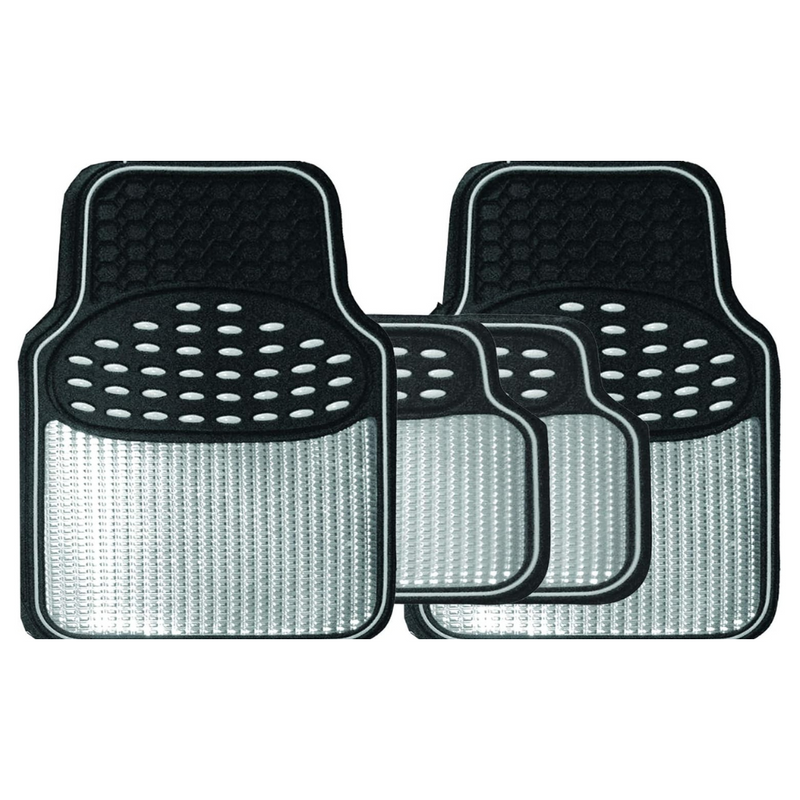 Heavy Duty Metallic Anti-Slip Car Mats (Silver)