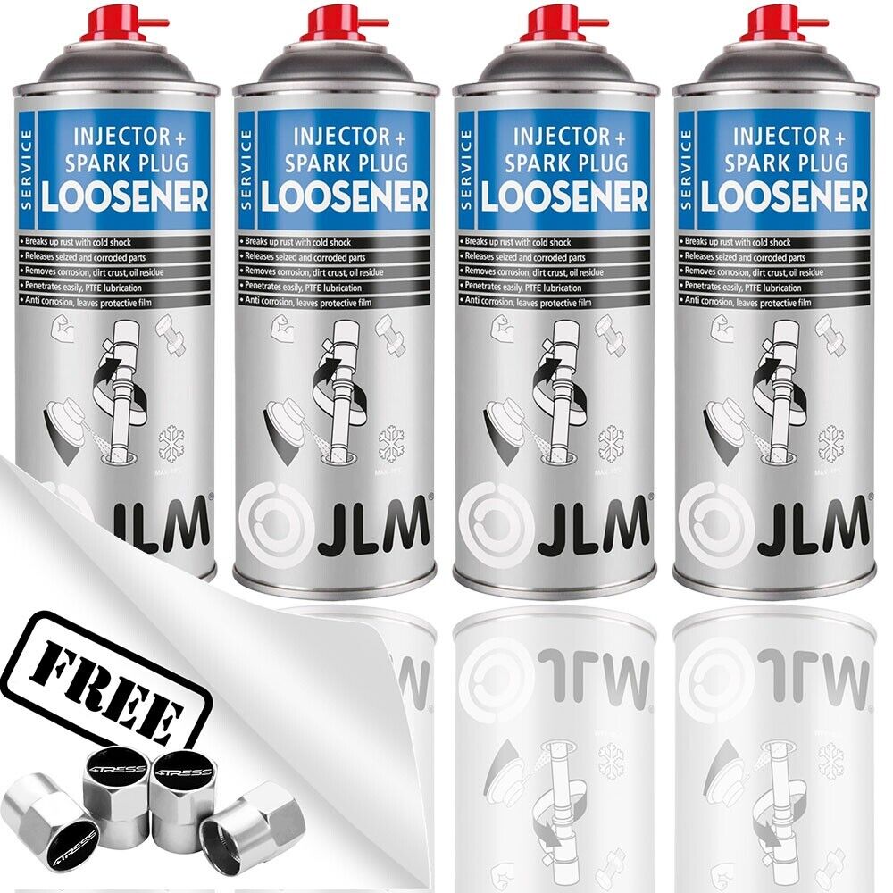 4 x JLM Injector Spark Plug Loosener Remover Rust Penetrator Spray 400ml +Caps