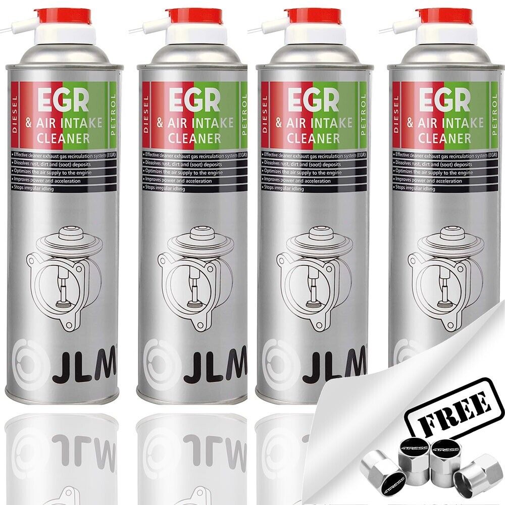 4 x JLM Petrol Diesel Car EGR & Air Intake Inlet Valve Cleaner Spray +Caps