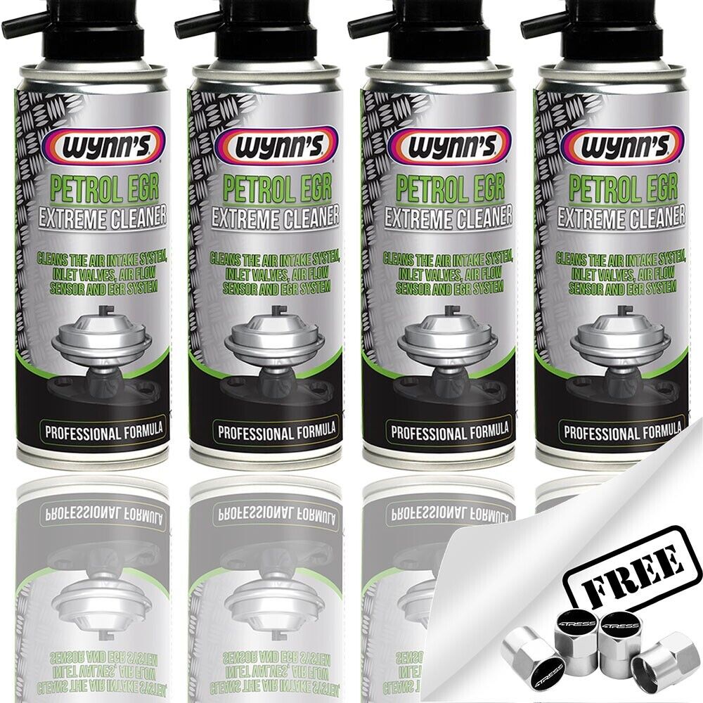 4x Wynns Car Petrol Engine Air Flow Intake Sensor, EGR System Extreme Cleaner Spray +Caps