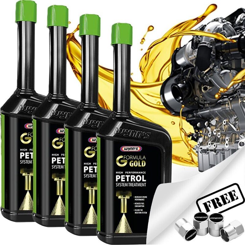 4x Wynns Gold Petrol Hybrid Car Fuel System Treatment High Performance +Caps