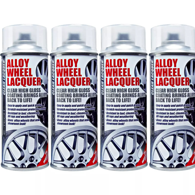 4x E-Tech Clear Alloy Wheel Lacquer Chip Resistant Car Wheel Refurbish 400ml Can