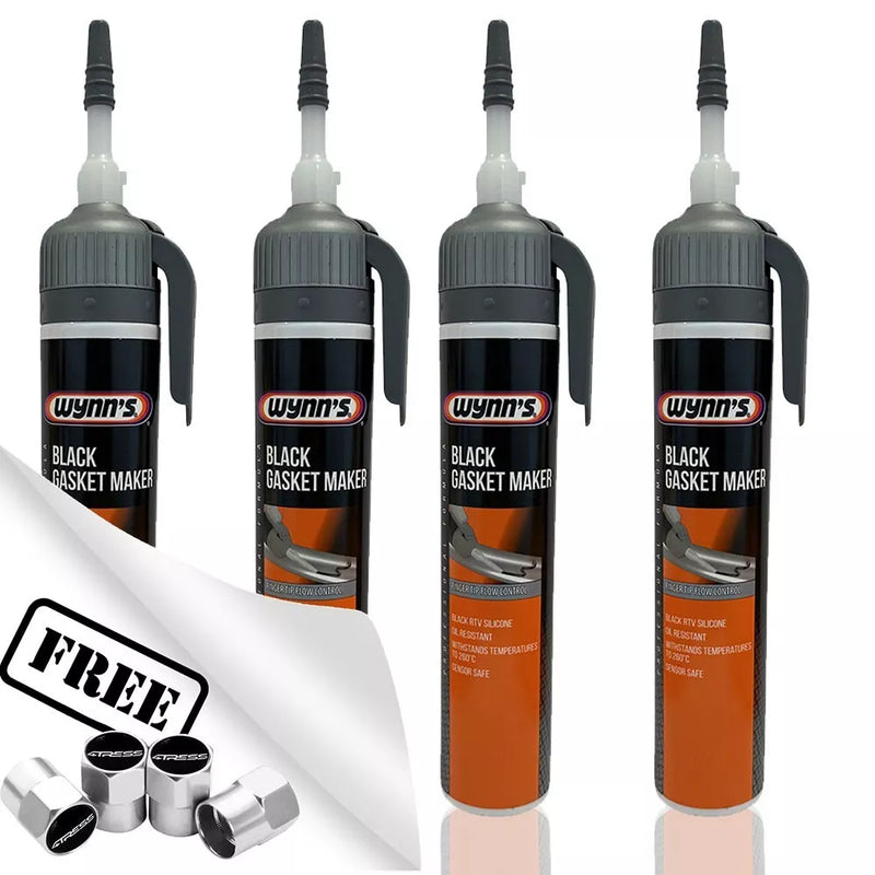 4x Wynns Black Gasket Maker RTV Silicone High Temperature 260°C +CAPS