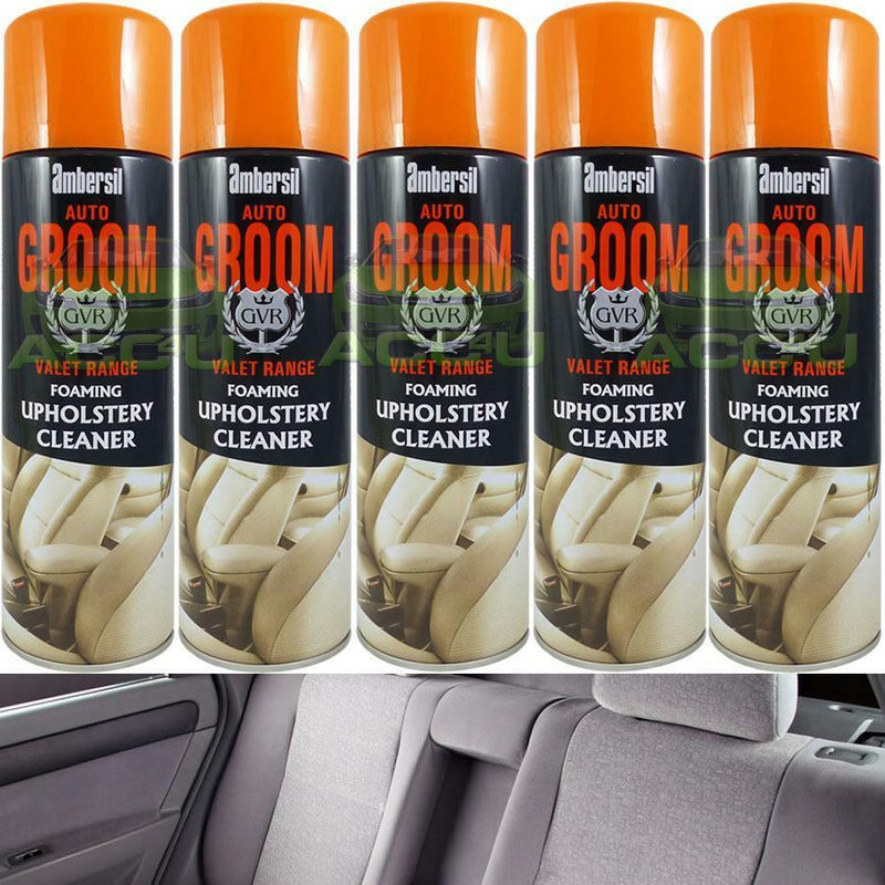 5x Ambersil Groom Car Interior Seats Carpet Trim Upholstery Foam Cleaner + Caps