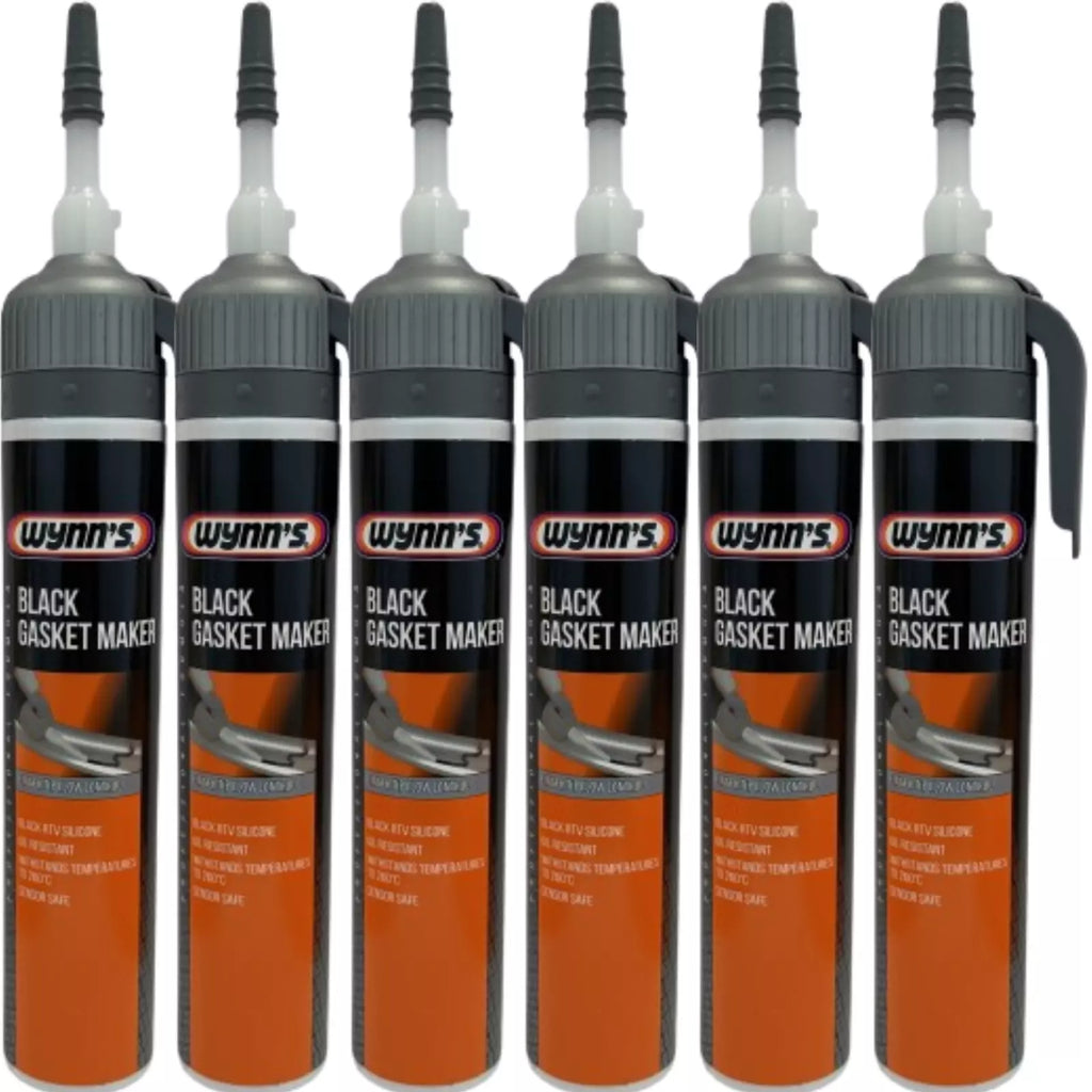 6 x Wynns Black Instant Gasket Maker RTV Silicone Sealant High Temperature 200ml