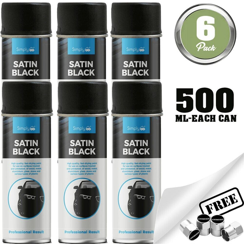 Simply Satin Black Spray Paint 6Cans