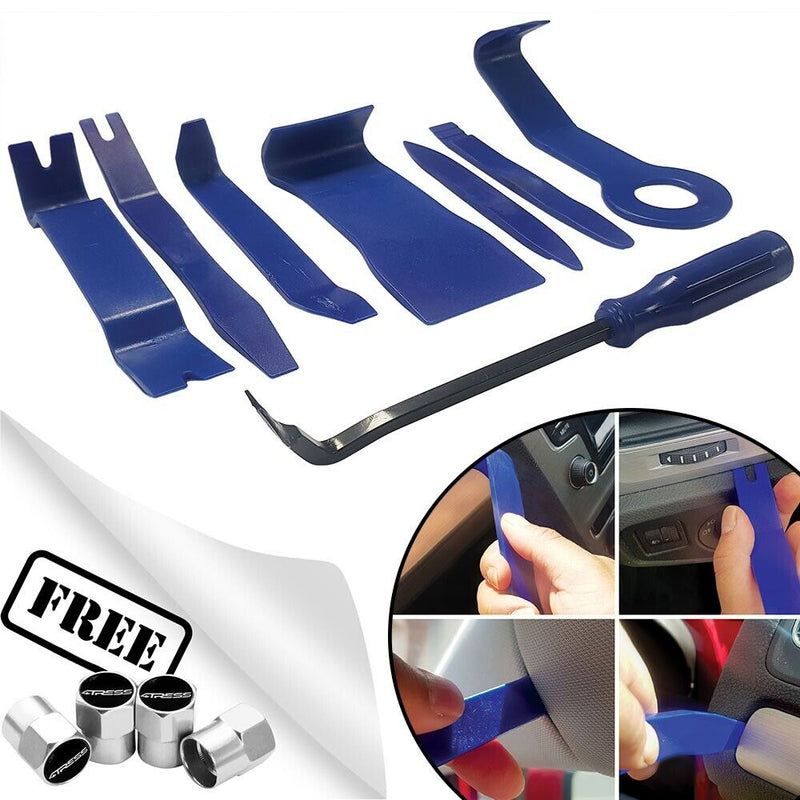 8 Pcs Car Interior Audio Plastic Dash Door Panel Trim Removal Pry Tool Kit +Caps