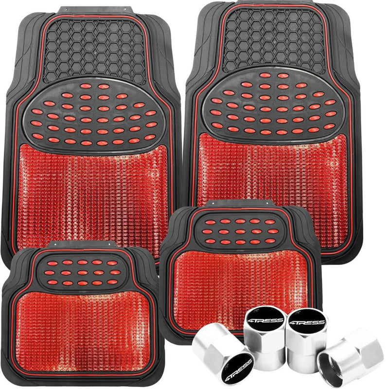 4Tress Revelation Car Floor Mat Set, Metallic Anti-Slip Universal Car Mats - Heavy Duty All Weather