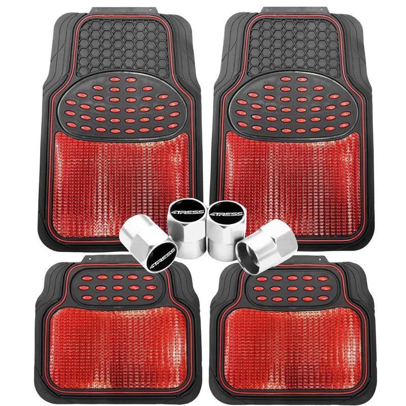 4Tress Revelation Car Floor Mat Set, Metallic Anti-Slip Universal Car Mats - Heavy Duty All Weather