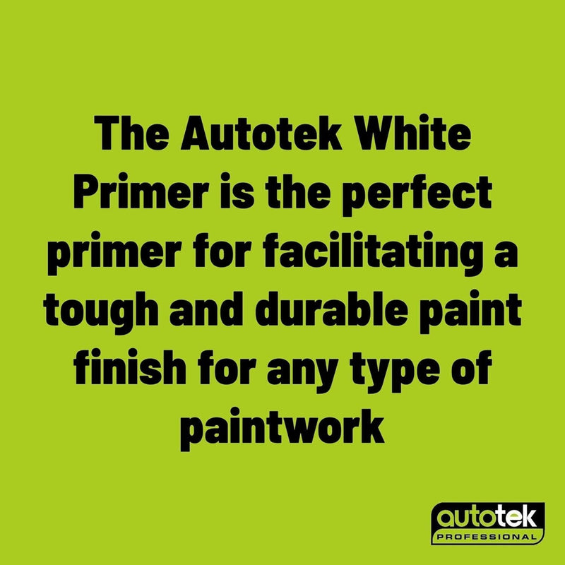 6x AUTOTEK WHITE PRIMER Aerosol Spray Paint Professional Hi Covering Power+G+Caps