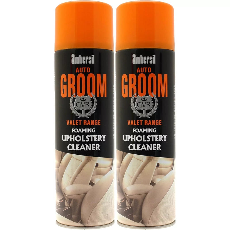 2x Ambersil Groom Car Interior Seats Carpet Trim Upholstery Foam Cleaner Cans