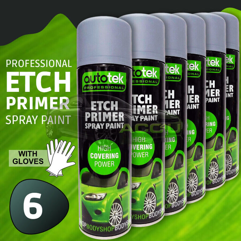 6 x Autotek ETCH PRIMER Spray Paint Aluminium Galvanized Zinc Steel Plastic+G+C✅