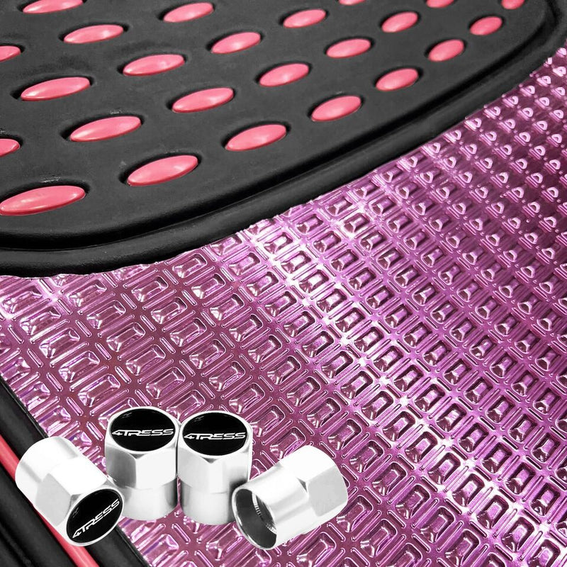 Black Shiny PINK Car Rubber Mats Metallic Heavy Duty Non Slip +Caps