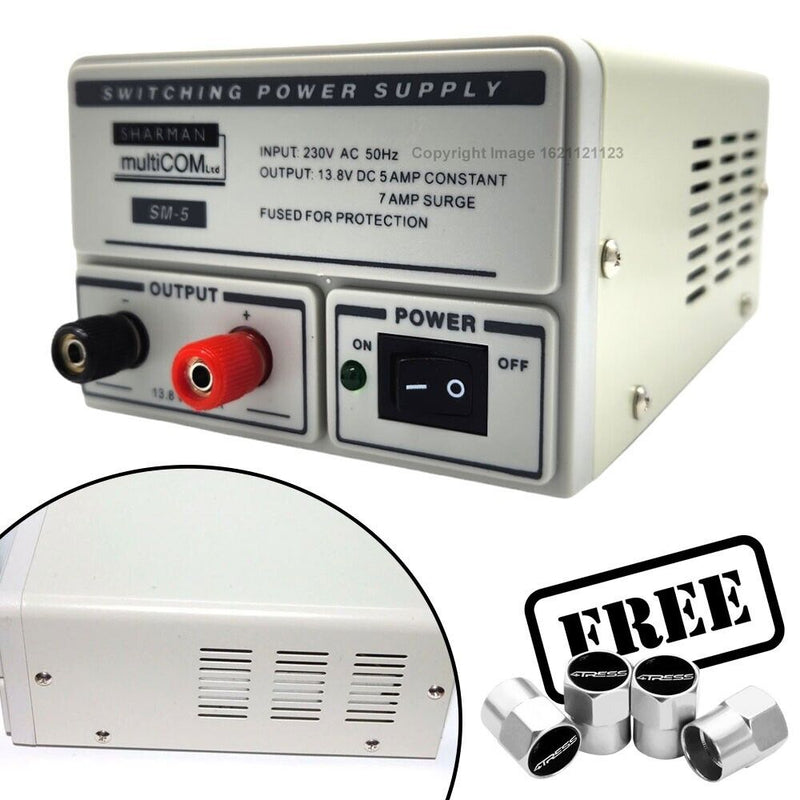 CB Radio Power Supply 230V AC to 13.8V DC 5-7A Home Switching Mode SM-5 +Caps