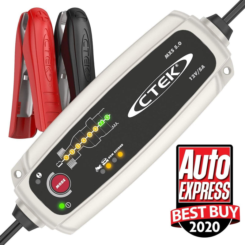 CTEK MXS 5.0 12v Car Bike Van Smart Automatic Battery Charger +Bumper +Caps