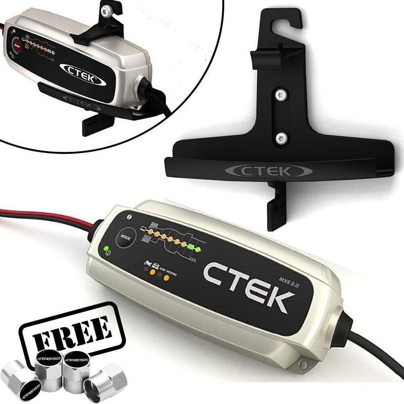 CTEK MXS 5.0 12v Car Bike Smart Automatic Battery Charger +Mounting Bracket +Caps