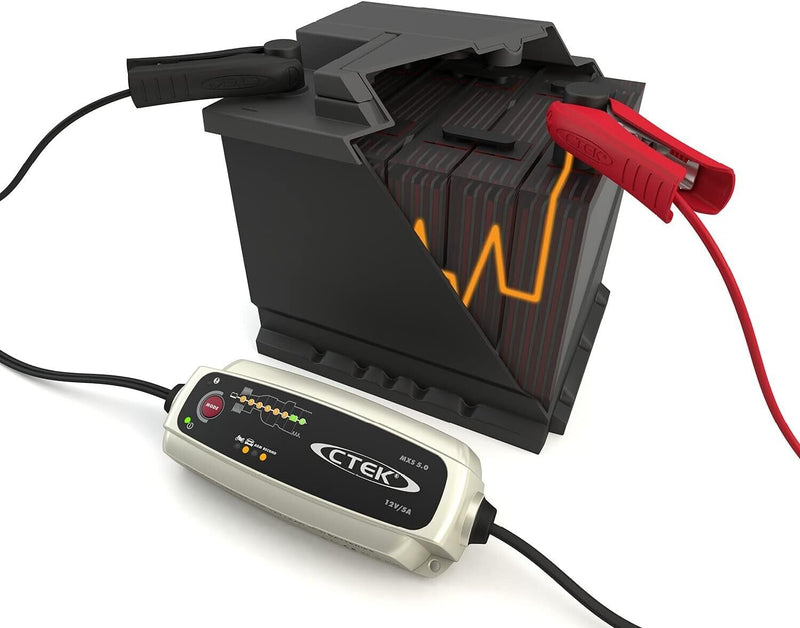 CTEK MXS 5.0 12v Car Van Boat Smart Battery Charger +Battery Level Indicator +Caps