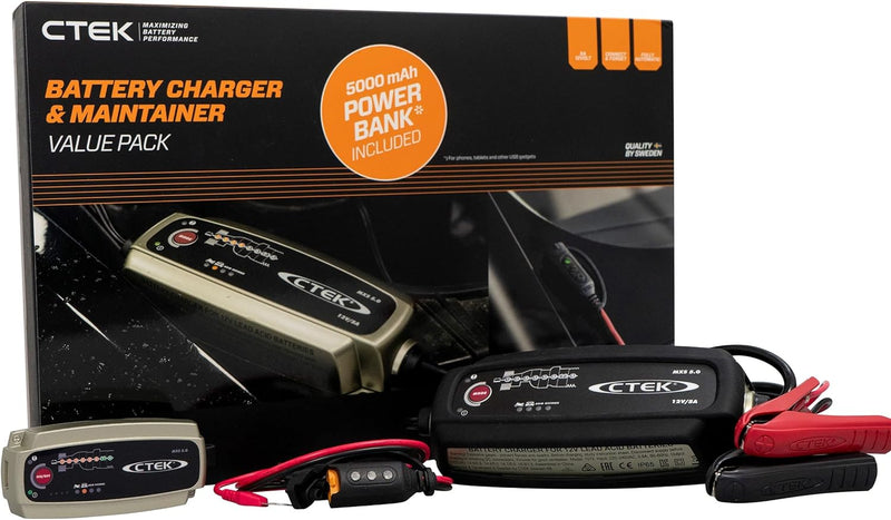 CTEK MXS 5.0 12v Car Battery Charger+M8 Comfort Indicator+Power Bank+Bumper Pack