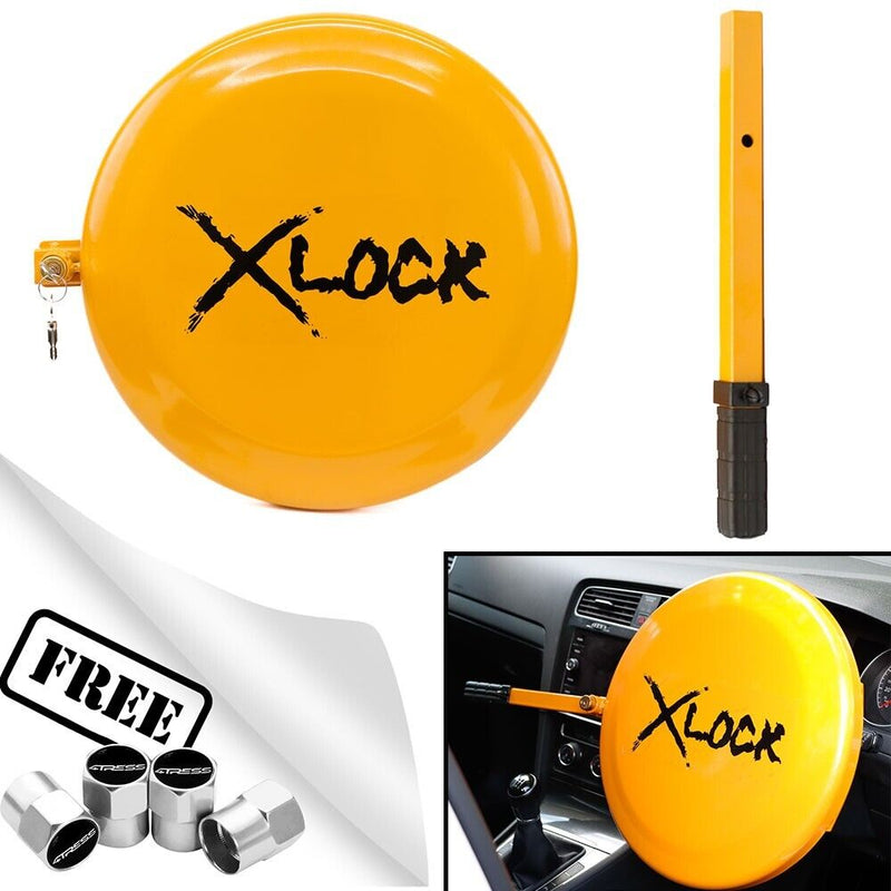 Car Steering Wheel Lock Anti Theft High Security Full Face Disc Cover 4TUXSL2 +Caps