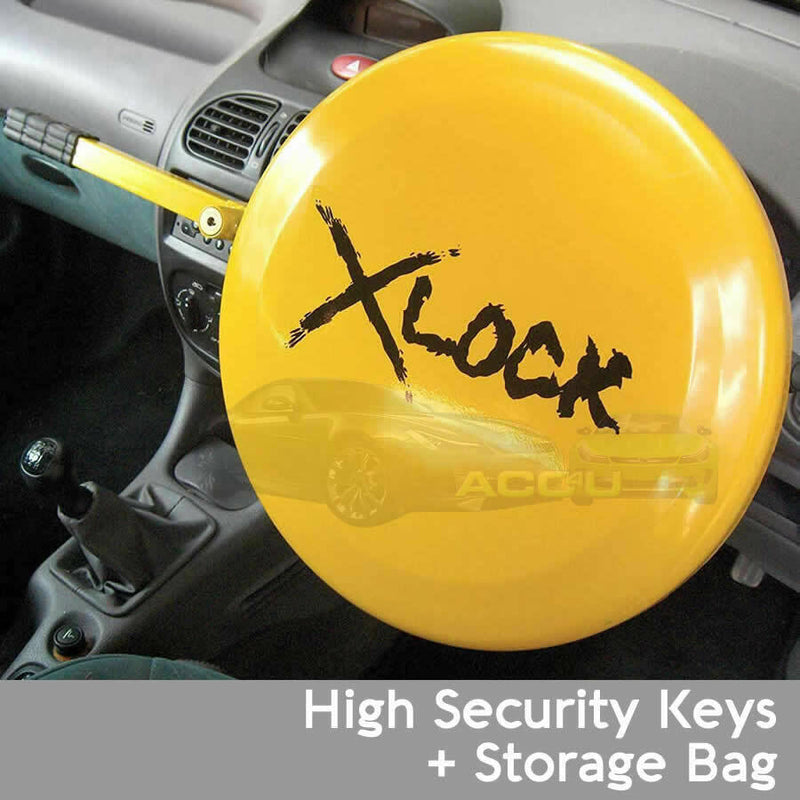 Car Steering Wheel Lock Anti Theft High Security Full Face Disc Cover 4TUXSL2 +Caps