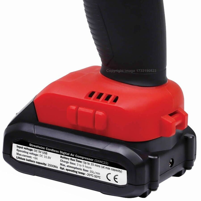 Cordless Rechargeable Air Compressor Car Tyre Digital Inflator Pump SWAC22 +Caps