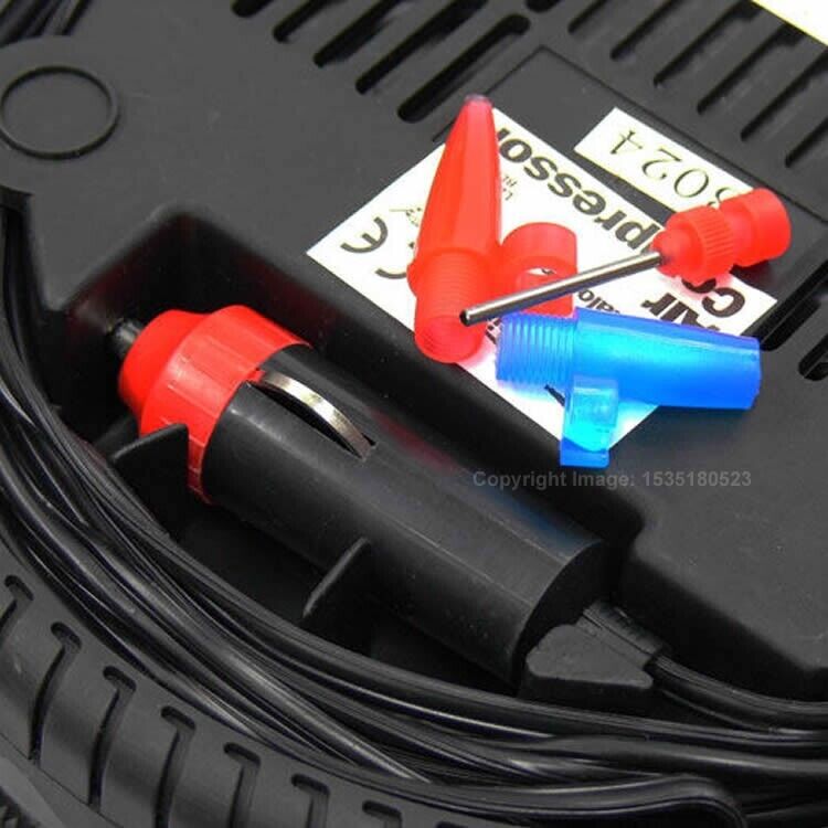 Car Tyre Emergency Puncture Repair Kit 12v Air Compressor Pump Inflator +Caps