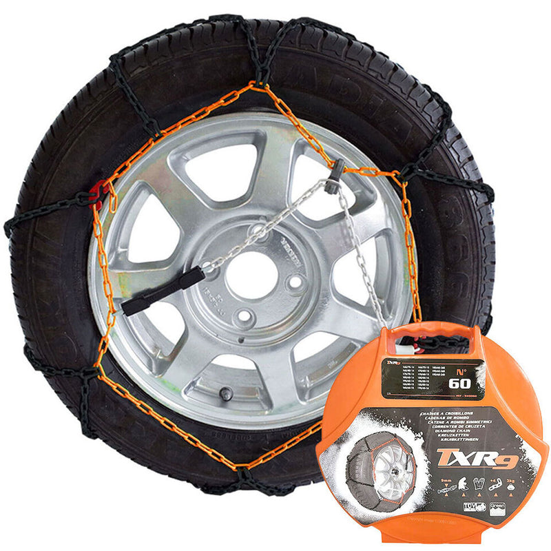 Car Tyre Snow Chains Anti Skid N60 14" 15" 16" Inch Mud Steel Chains + Tow Rope