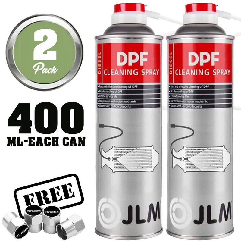 2x JLM Diesel DPF Spray Cans 400mL Particulate Filter Cleaner with Hose + Caps