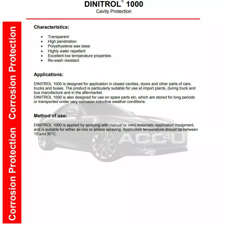 DINITROL 1000 Car Underbody Clear Corrosion Protection SPRAY +CP