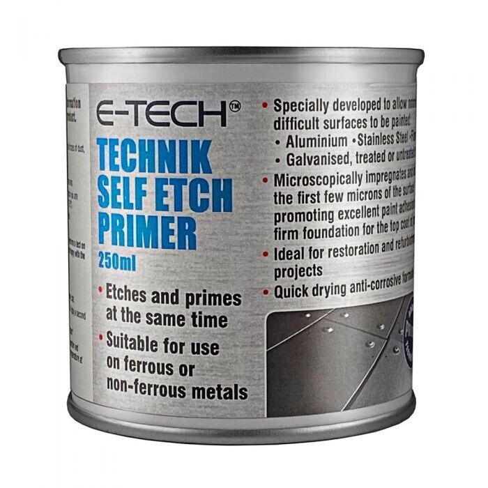 2x E-TECH Technik Self Etch Primer Grey Fast Drying 250ML High Performance +Caps