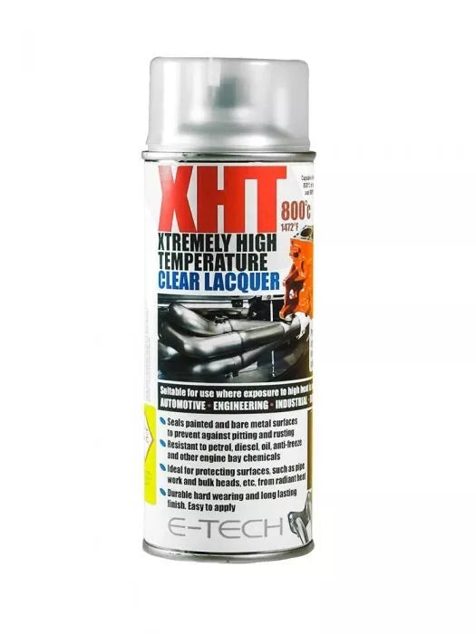 E-Tech CLEAR LACQUER Spray Paint High Temperature For Engine Block Exhaust 400mL