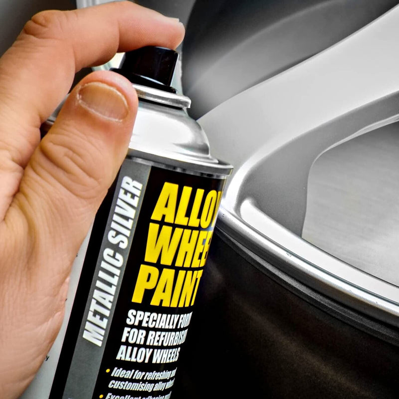 2x E-Tech Metallic Silver Car Alloy Wheel Refurbishment Spray Paint 400ml +Caps