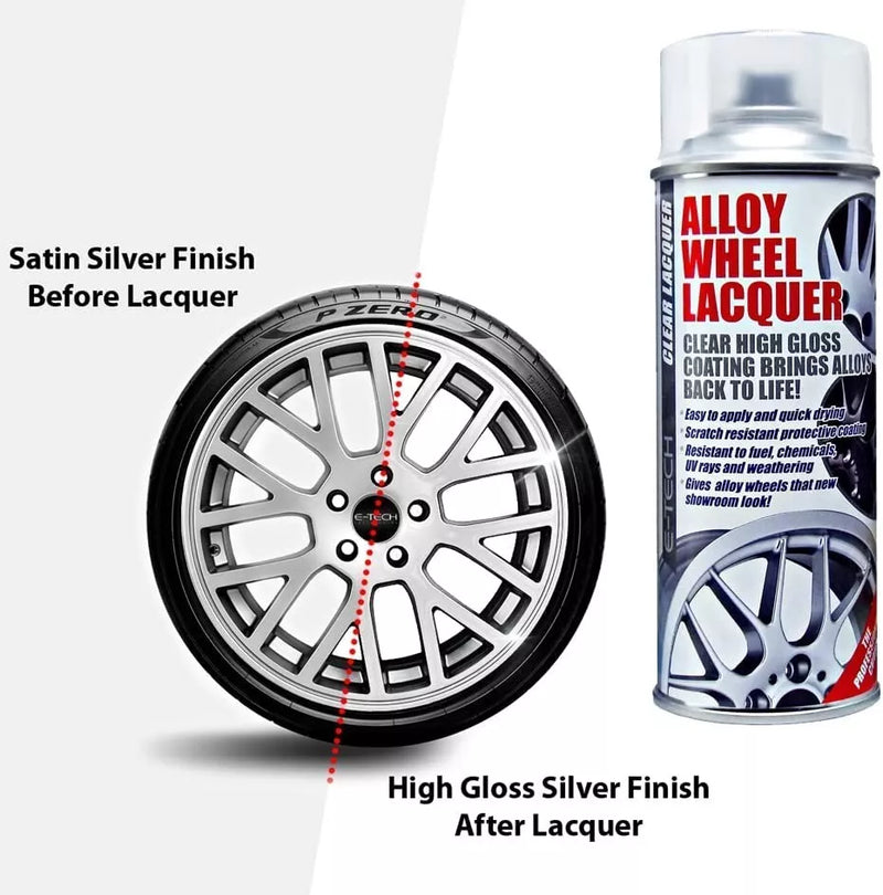 E Tech 3x Grey Car Alloy Wheel Spray Paint Self Etch Primer Clear Lacquer Caps