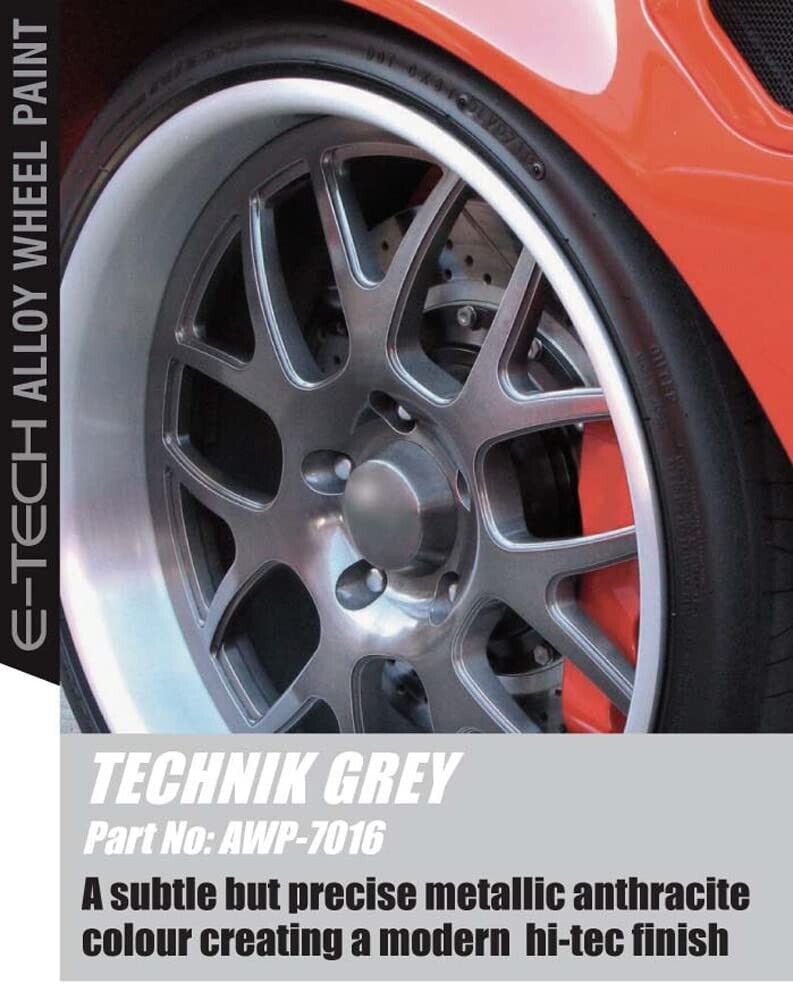 2x E-Tech Technik Grey Car Alloy Wheel Spray Paint Refurbishment Can 400ml +Caps